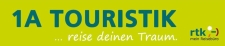 Logo Firmenname in dunkelgrün auf hellgrünem Hintergrund mit Link zu rsb-1atouristik.de